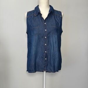 Gucci Blue Notched Collar Button Down Shirt Studded Skull Grunge Streetwear XL